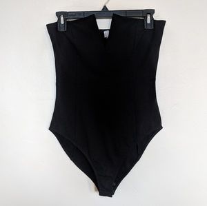 Strapless Black Bodysuit - Deep V